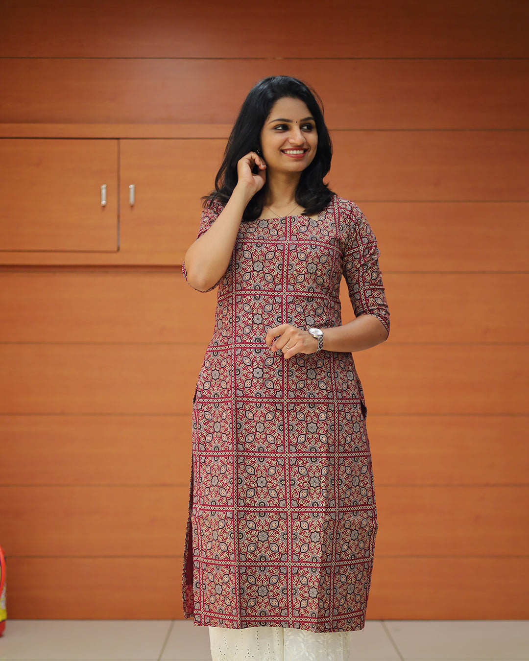 Women's Ajrakh Print Kurti - G222