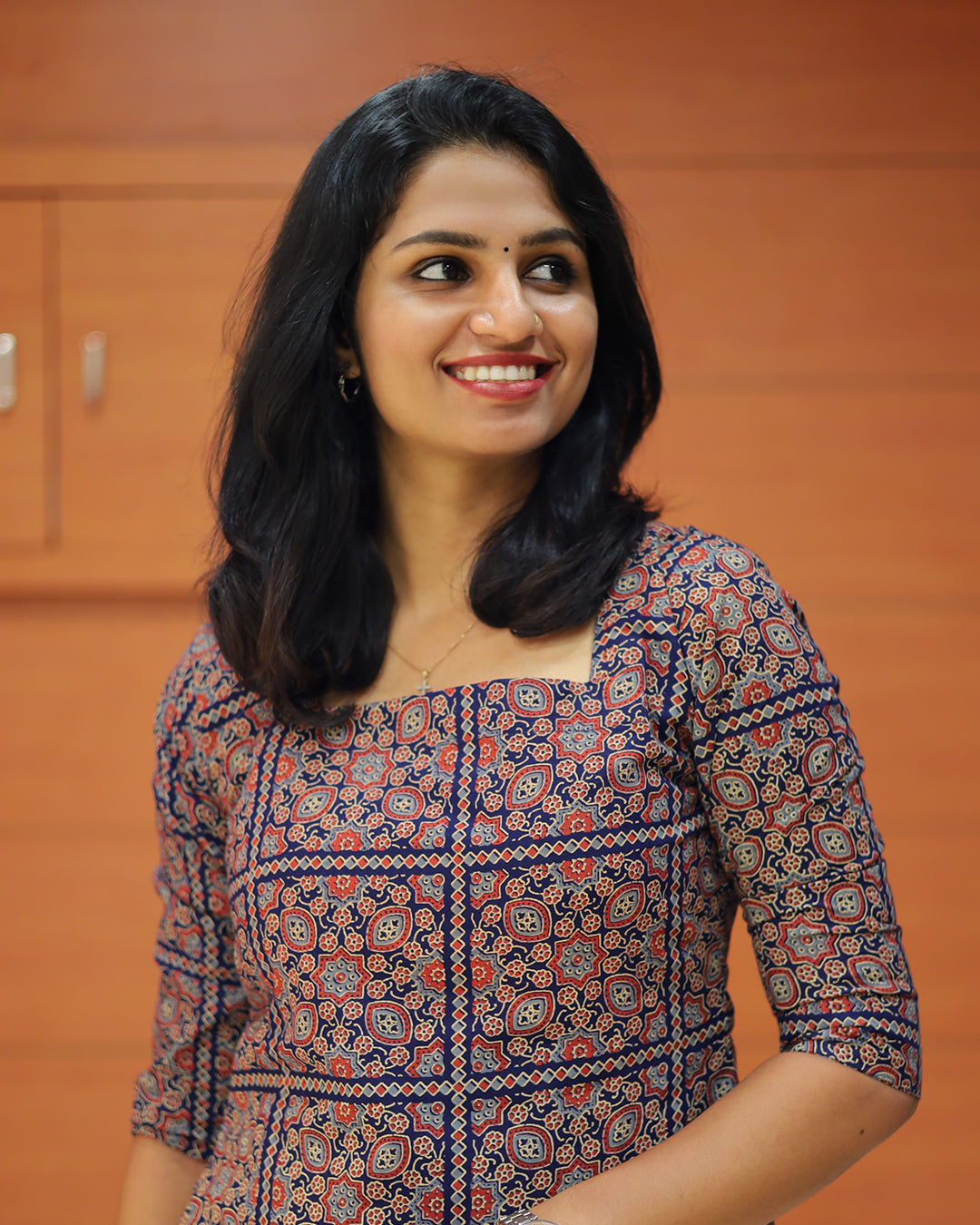 Women's Ajrakh Print Kurti - G222