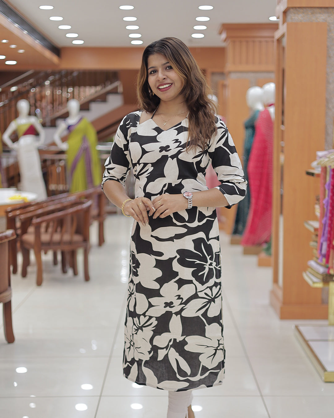 Women's Slitted kurti with tie up neck -R245