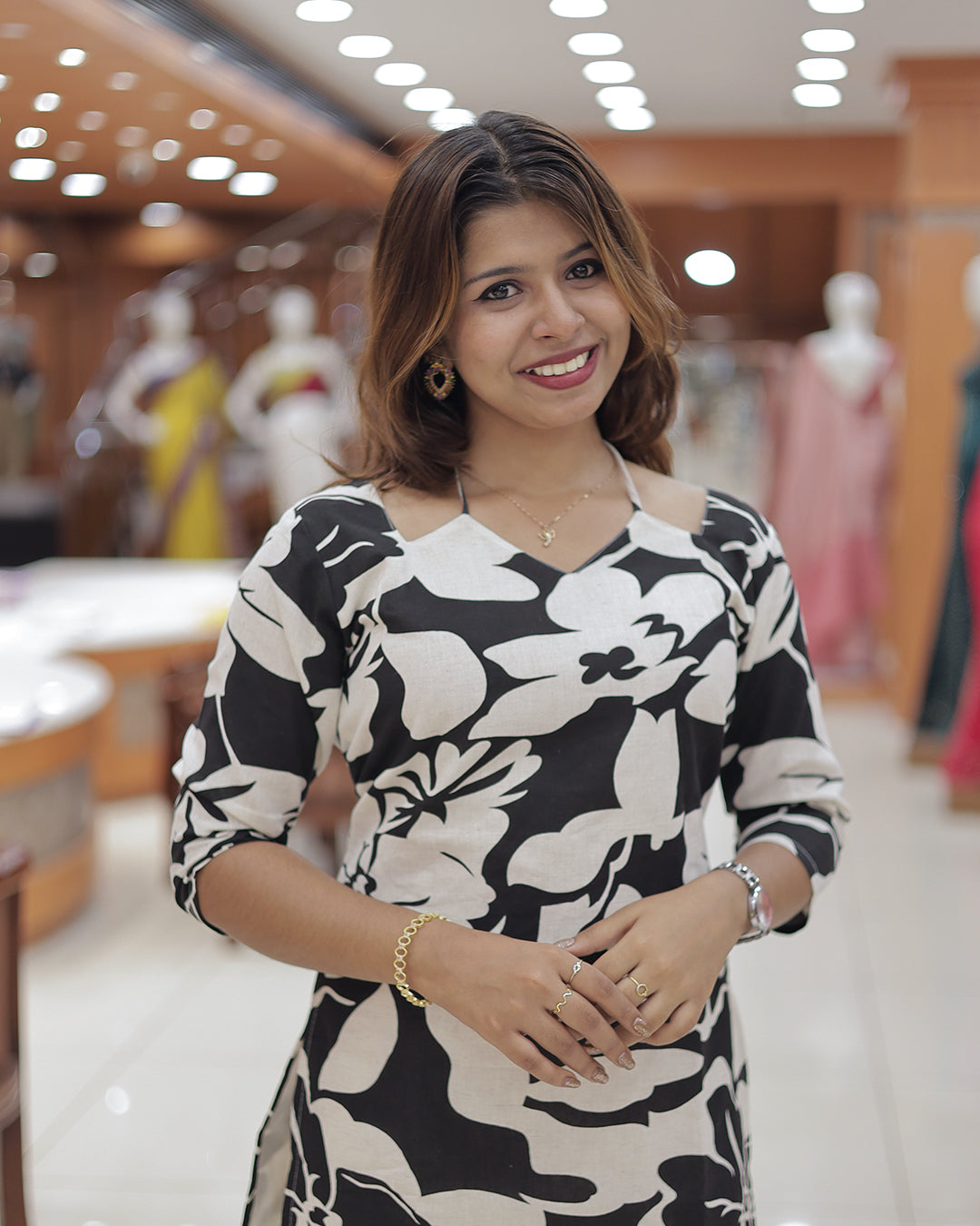 Women's Slitted kurti with tie up neck -R245