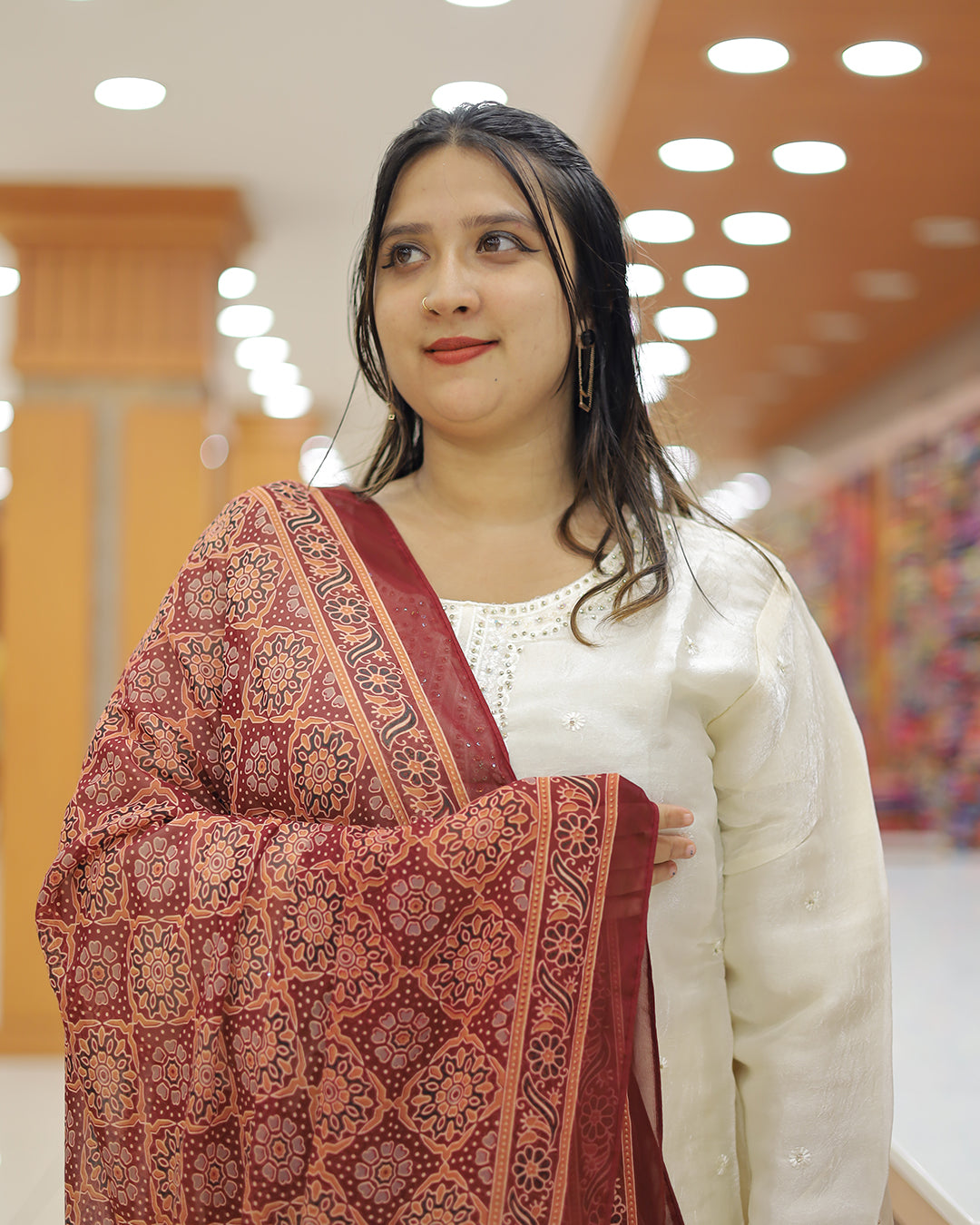 Women's Ajrak print Dupatta -G271
