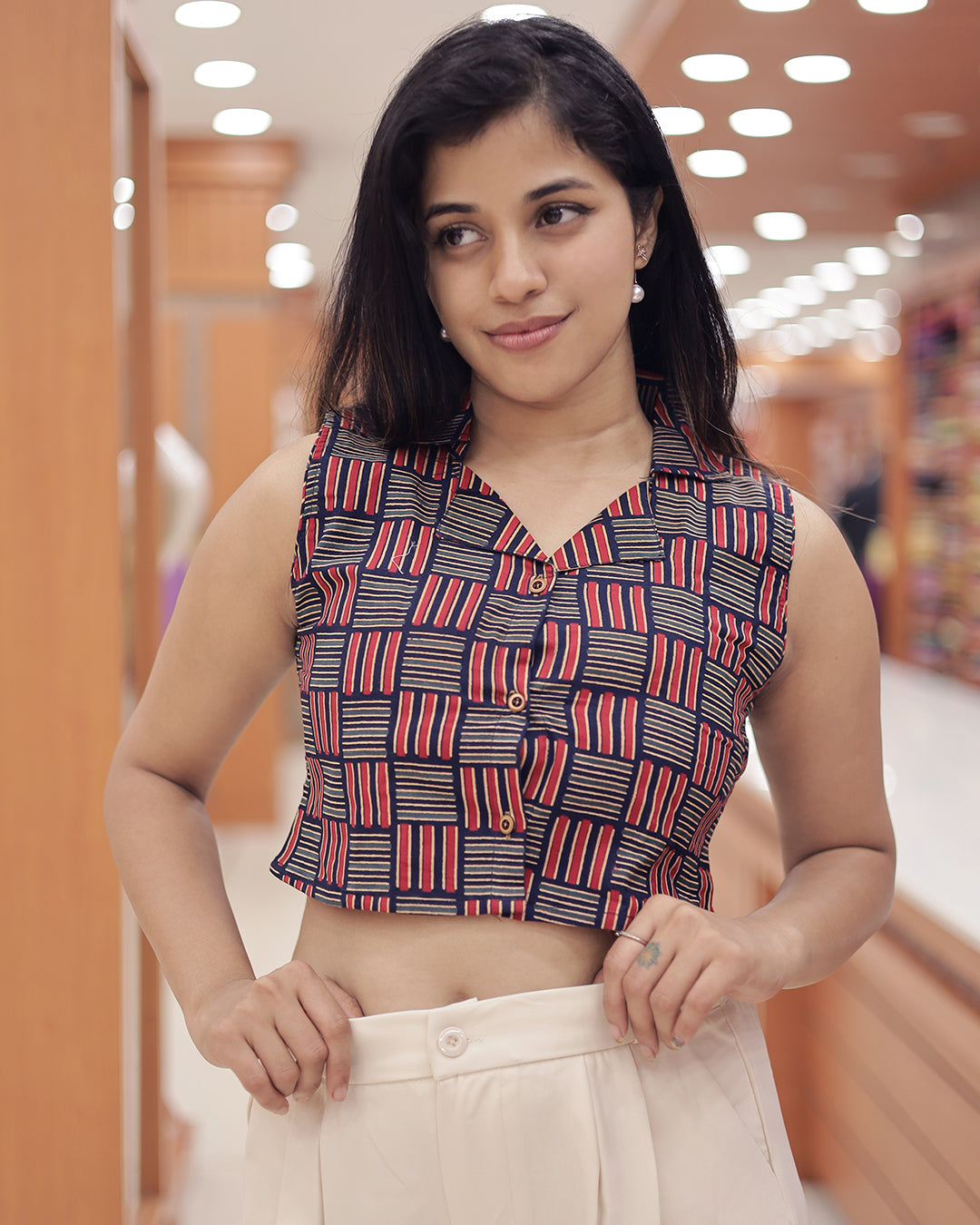Women's Frond open Crop Top -1422