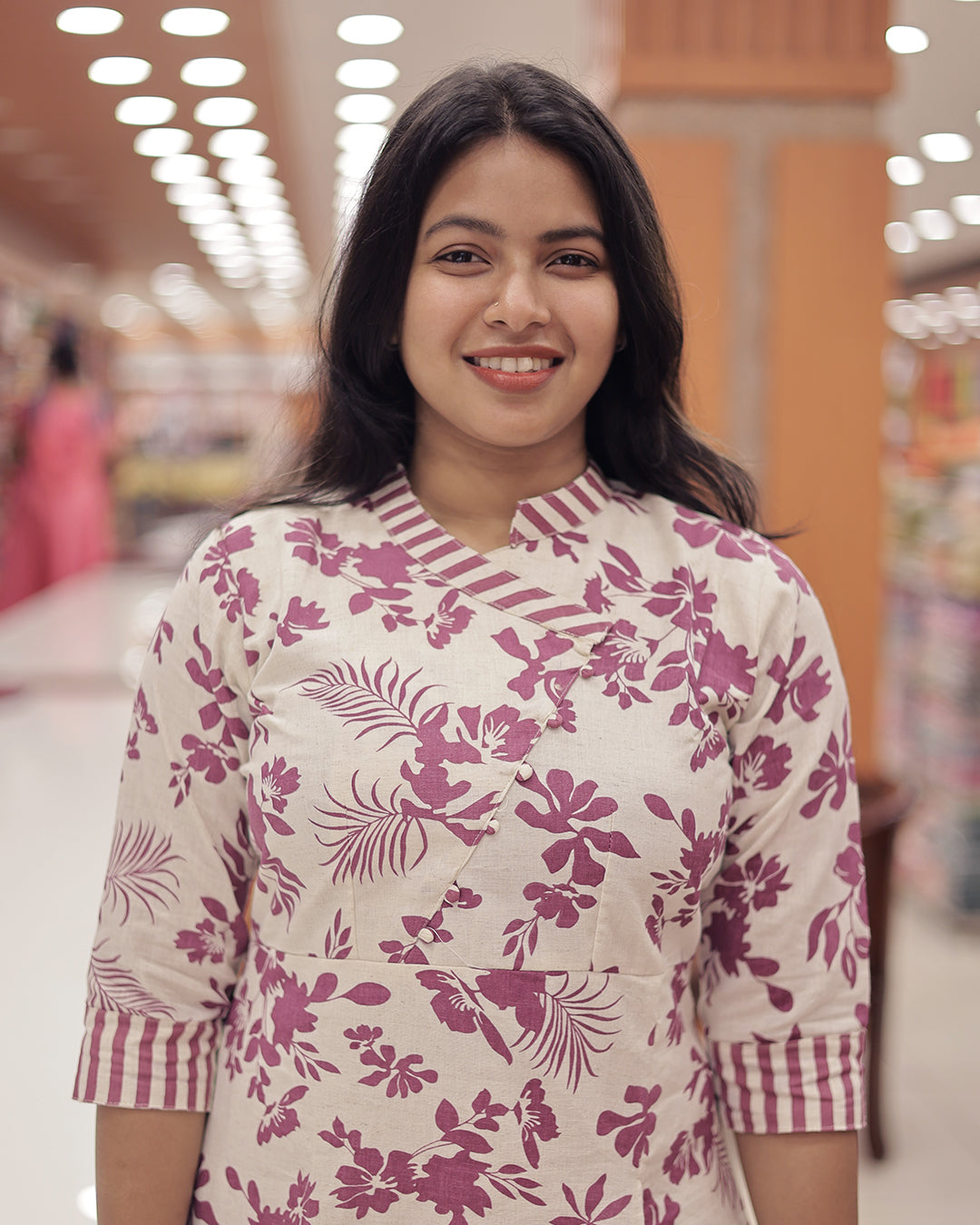 Elegant Floral Cotton Co-Ord Set with Wrap Style Top-G345