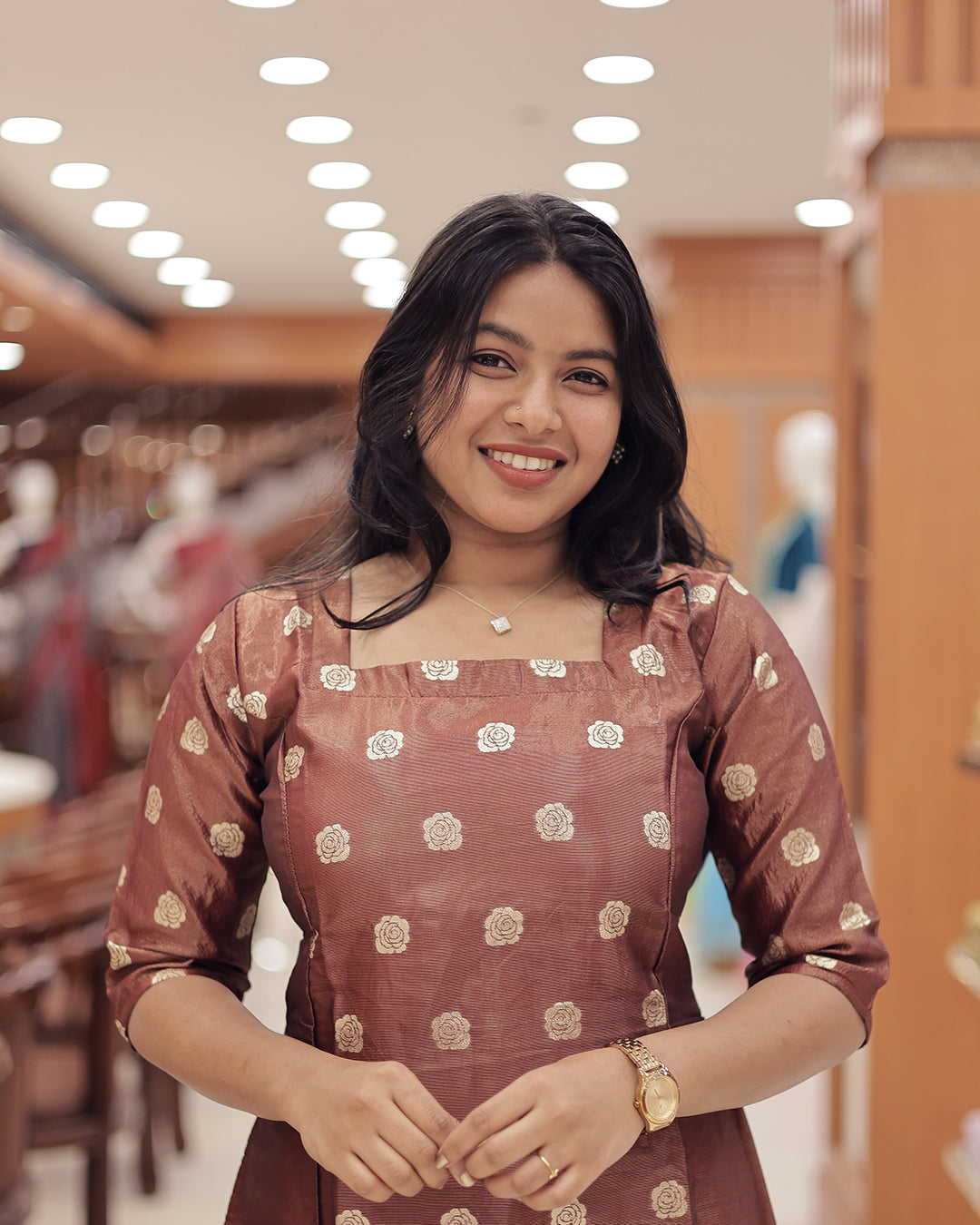 Women's Onam 2025 A-Line Tissue Kurthi -G357