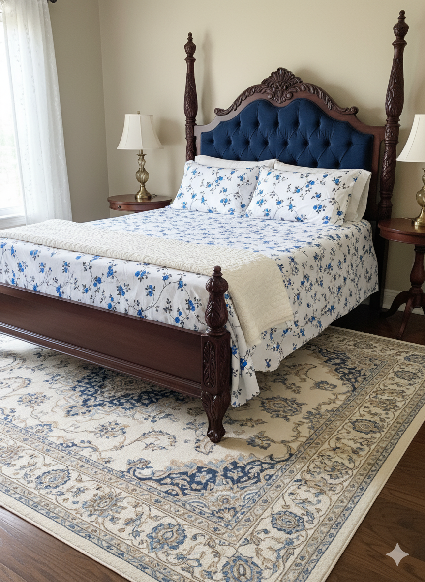 Family Cot Bedsheet without Pillow Cover- White Daisy Print