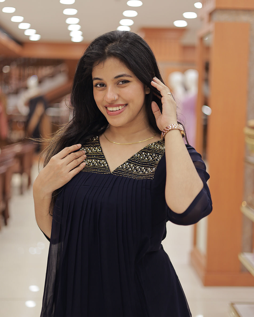 Women's Handworked Aline Kurti -R473