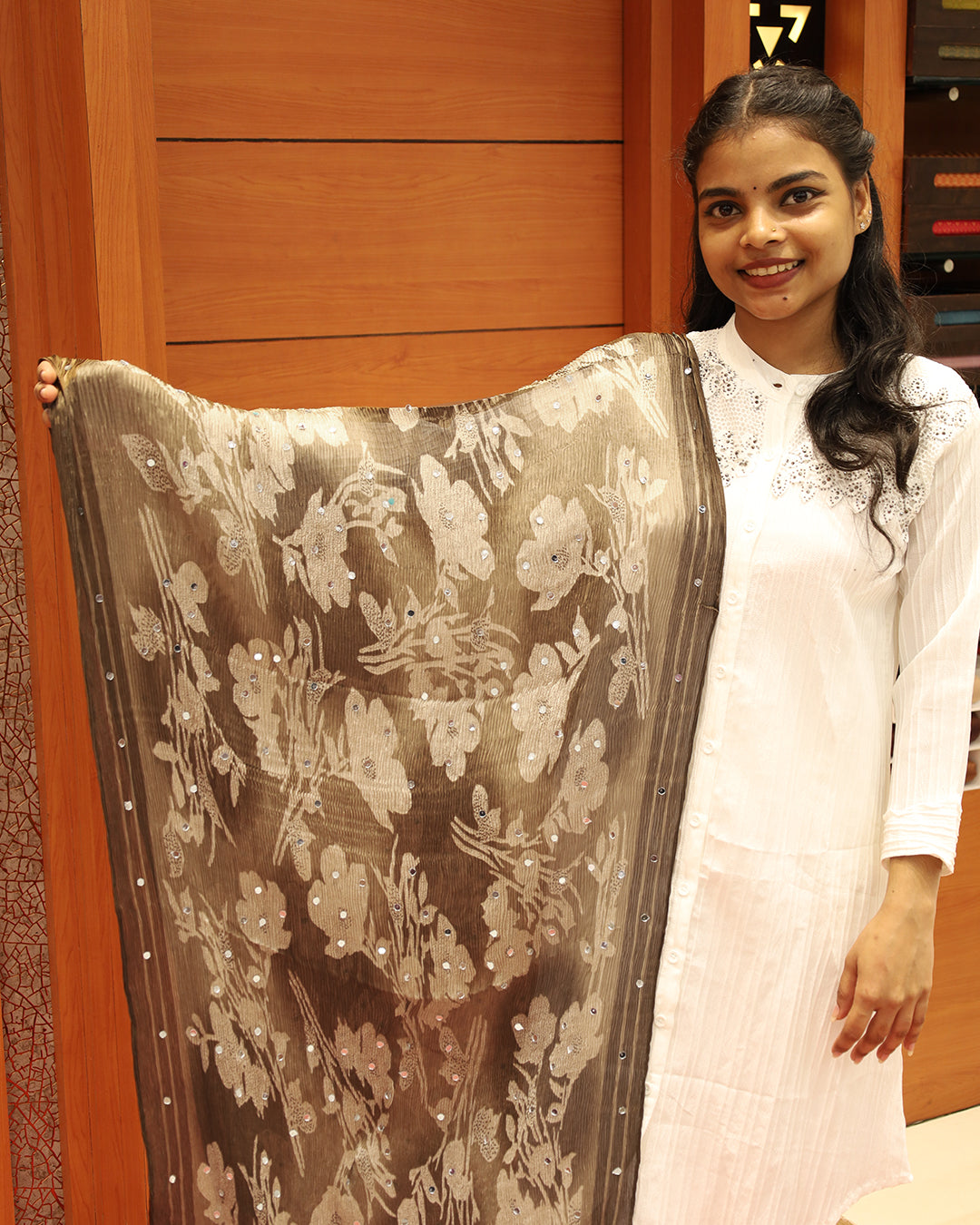 Women's Printed Dupatta with Mirrors