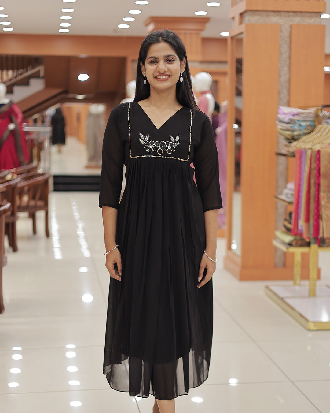 Women's A-line Georgette Kurti - R405