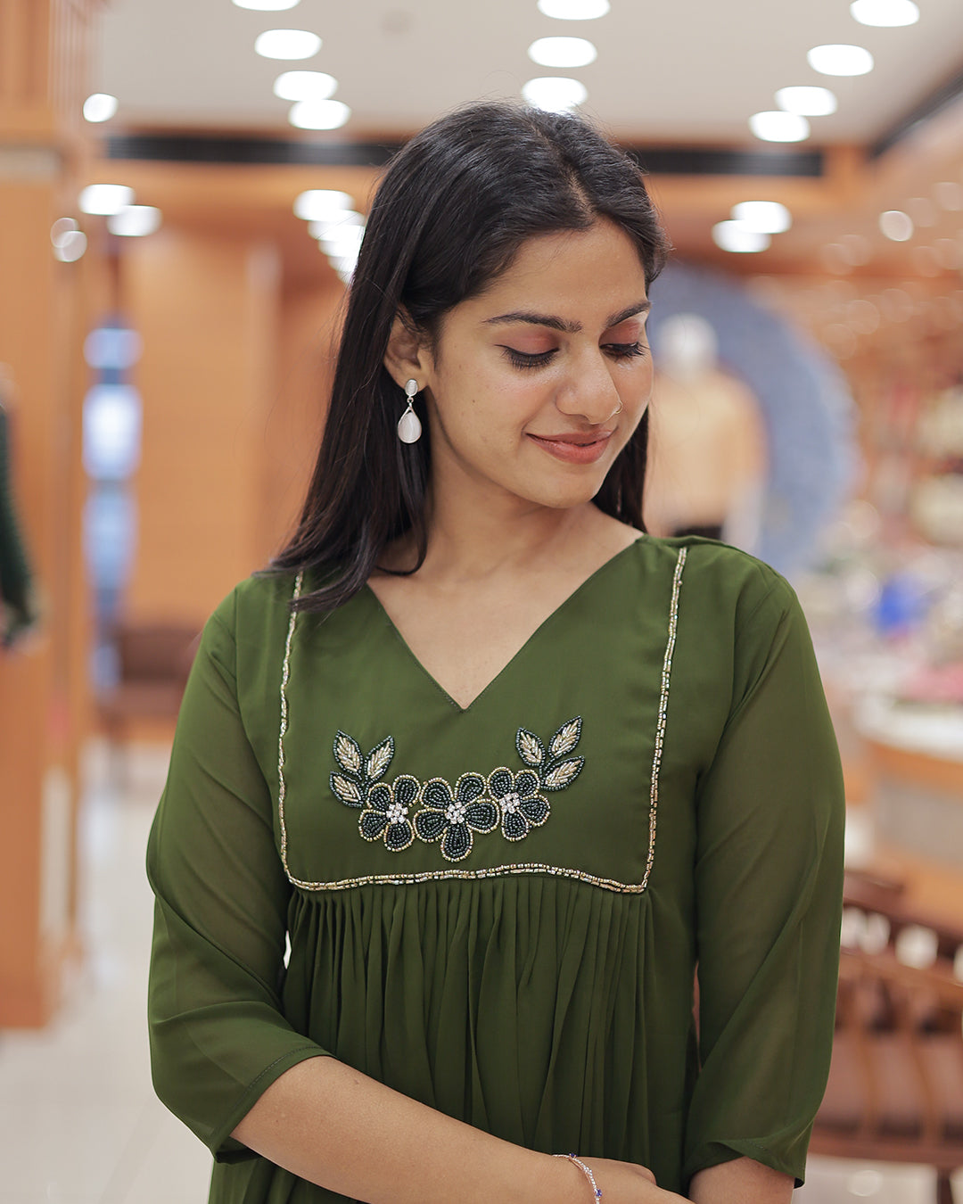 Women's A-line Georgette Kurti - R405