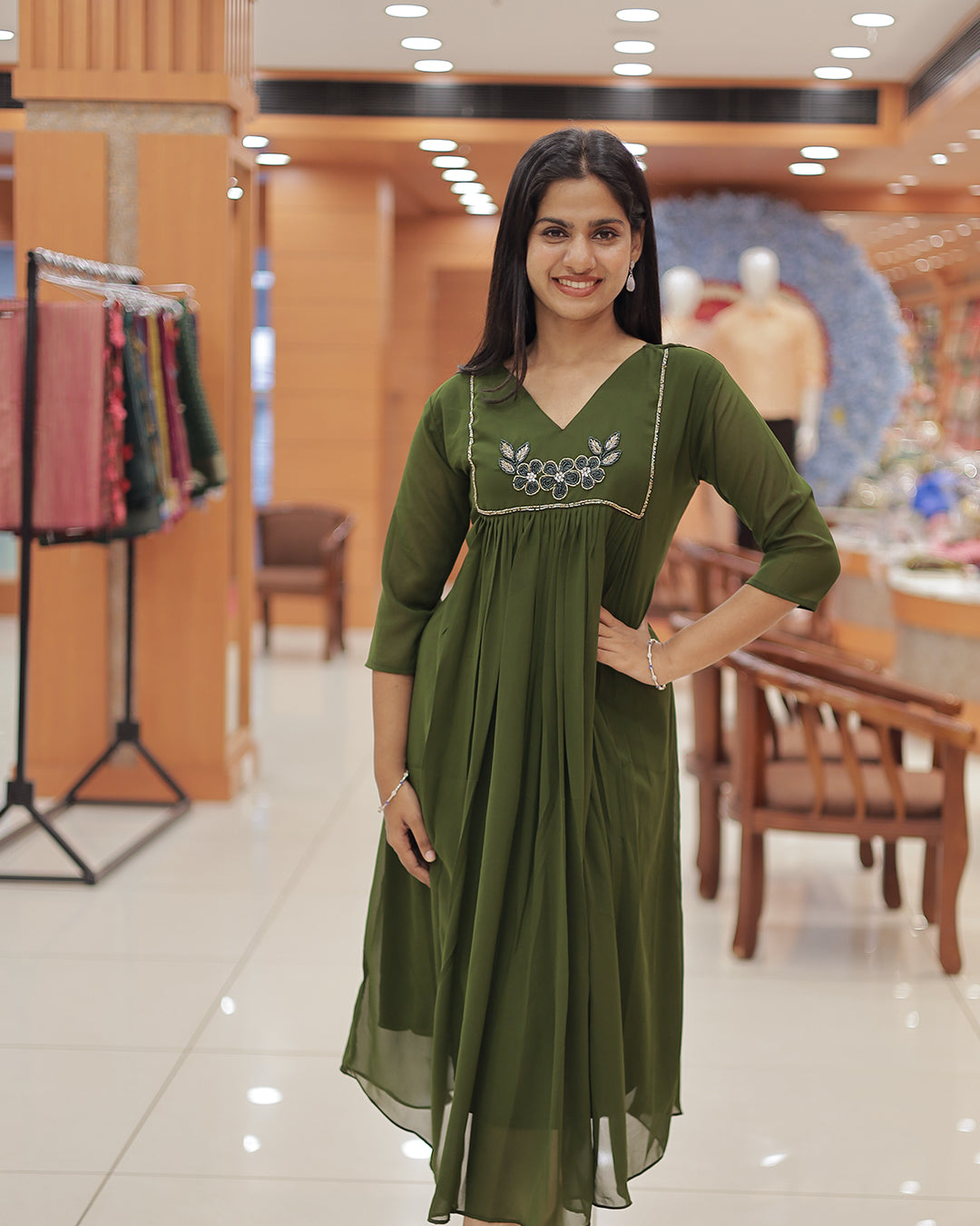Women's A-line Georgette Kurti - R405