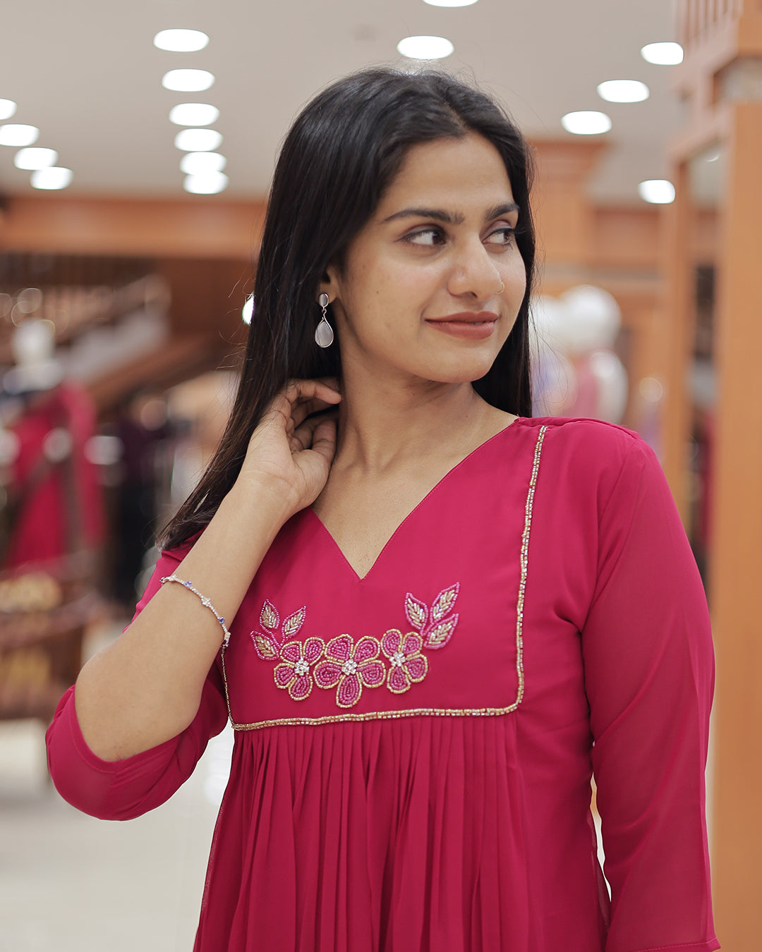 Women's A-line Georgette Kurti - R405