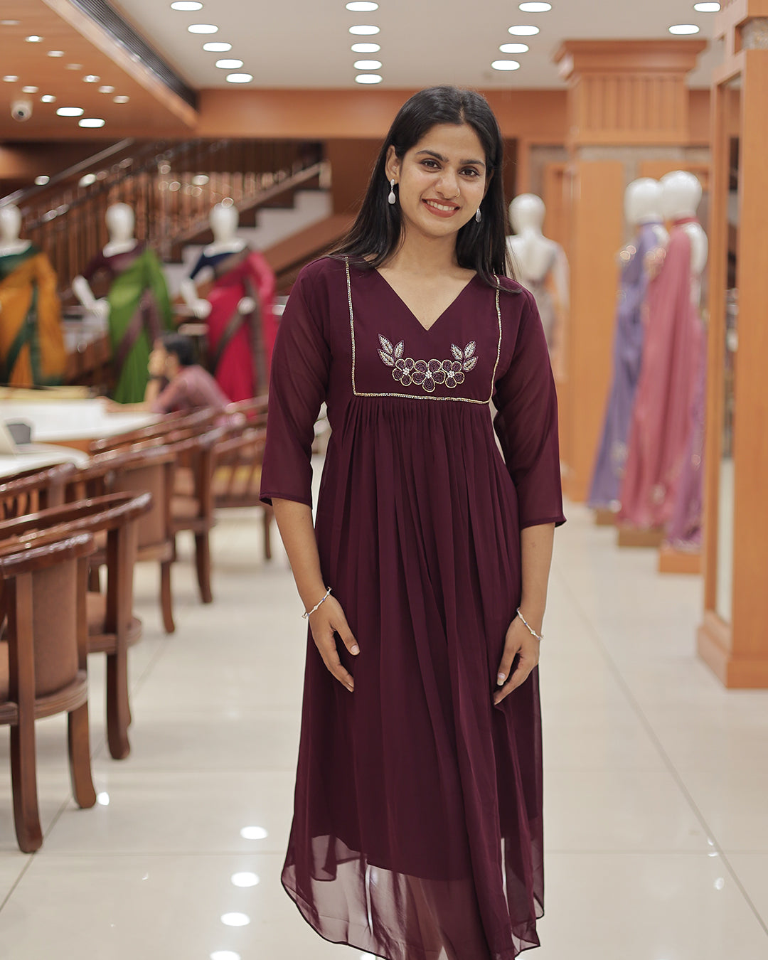 Women's A-line Georgette Kurti - R405