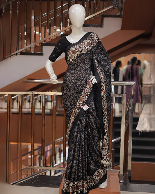 Women's Chiffon Floral Printed Saree -R419(D)