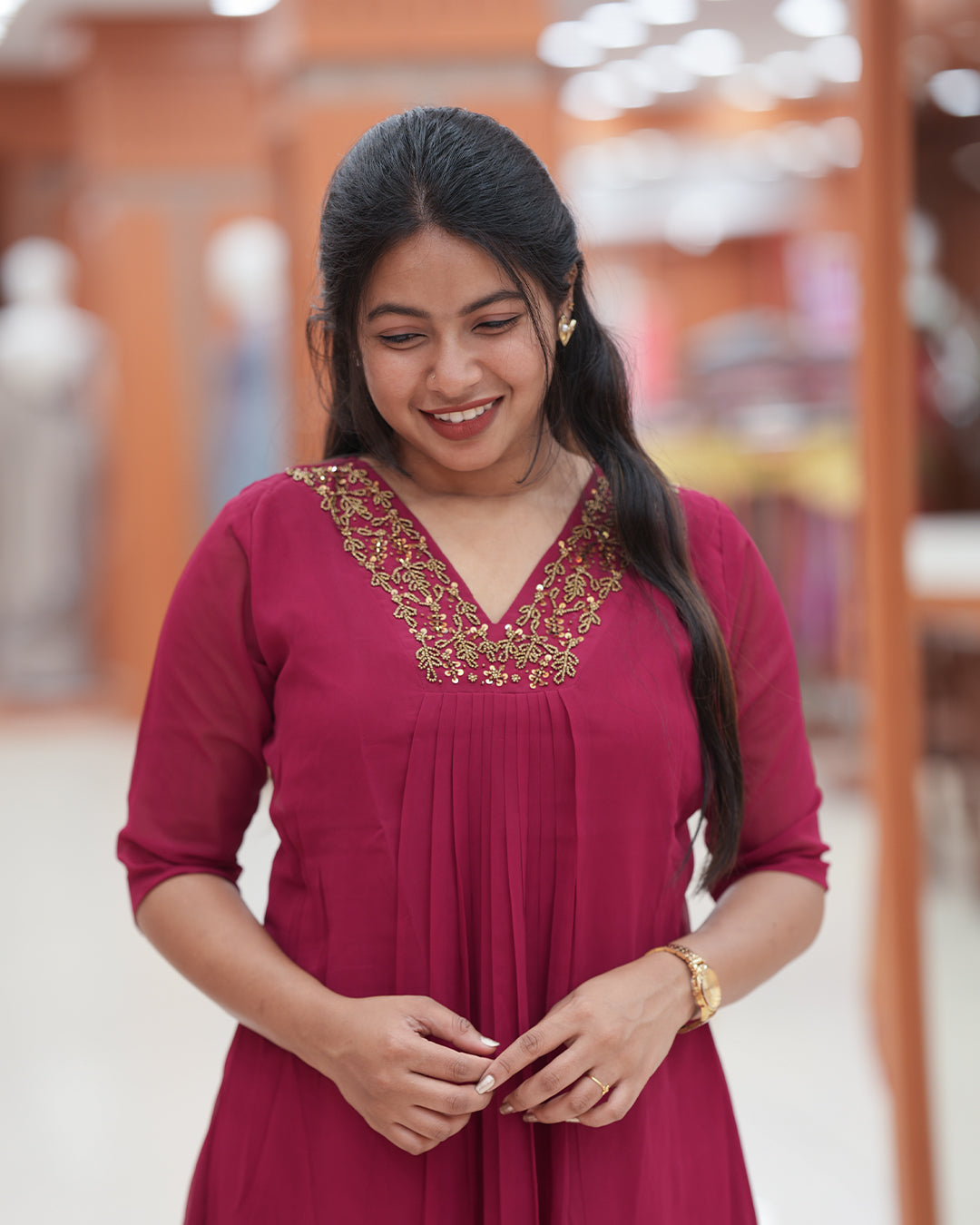 Women's Handworked Aline Kurti -R421