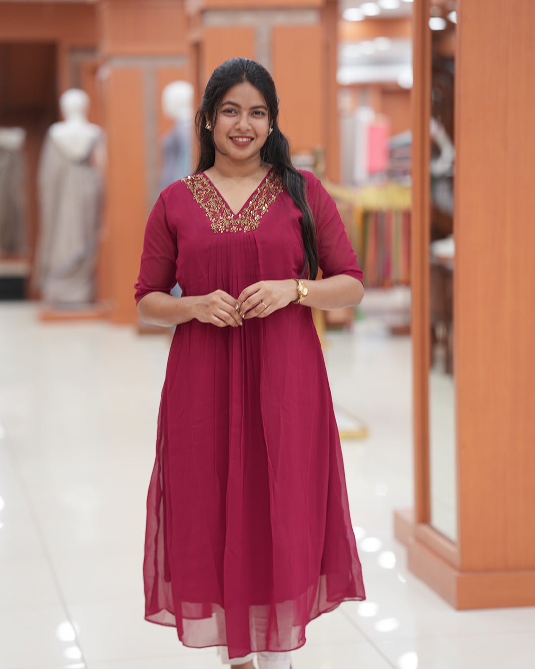 Women's Handworked Aline Kurti -R421
