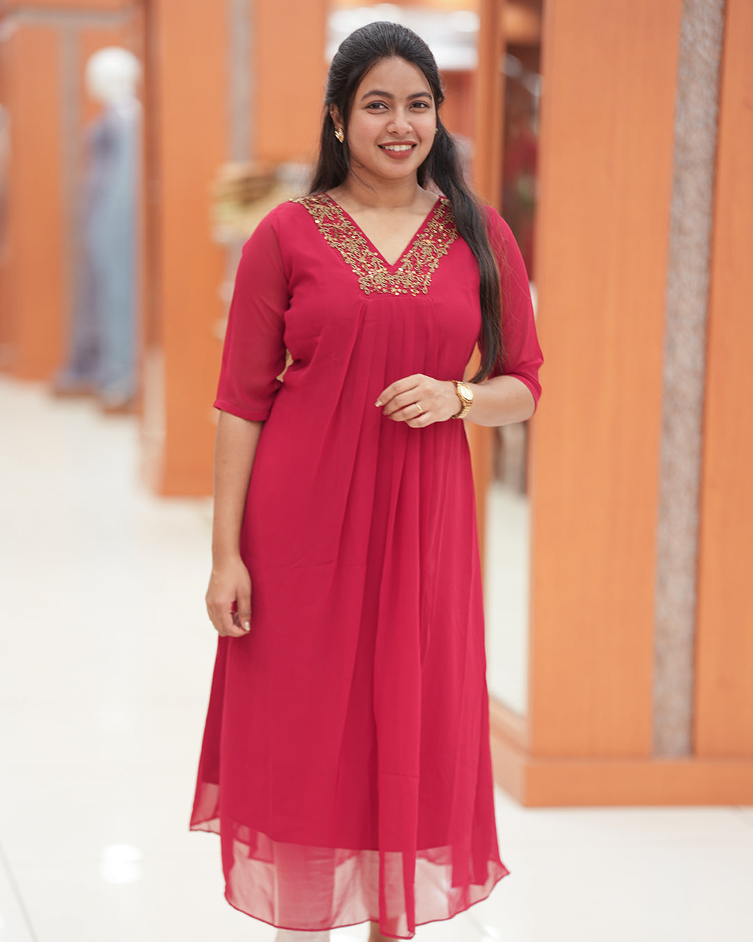 Women's Handworked Aline Kurti -R421