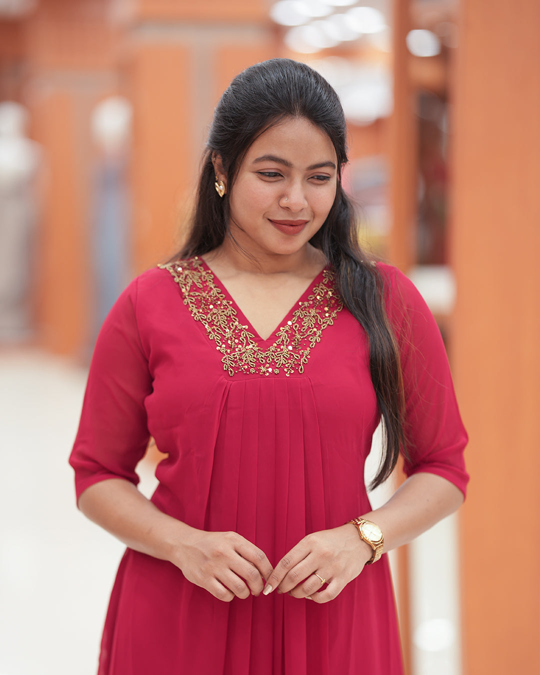 Women's Handworked Aline Kurti -R421