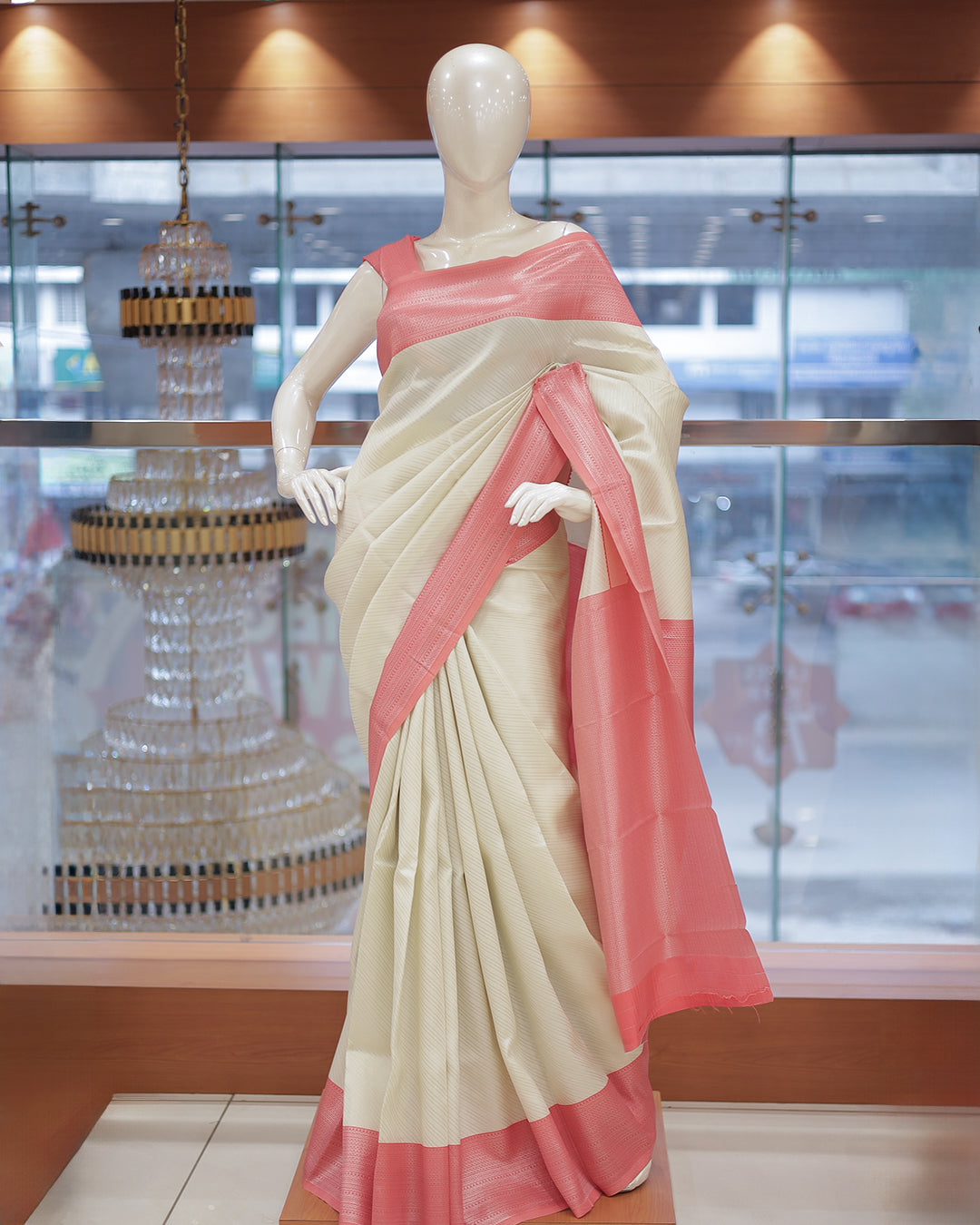 Womens Brocade Silks Saree contrast - R424