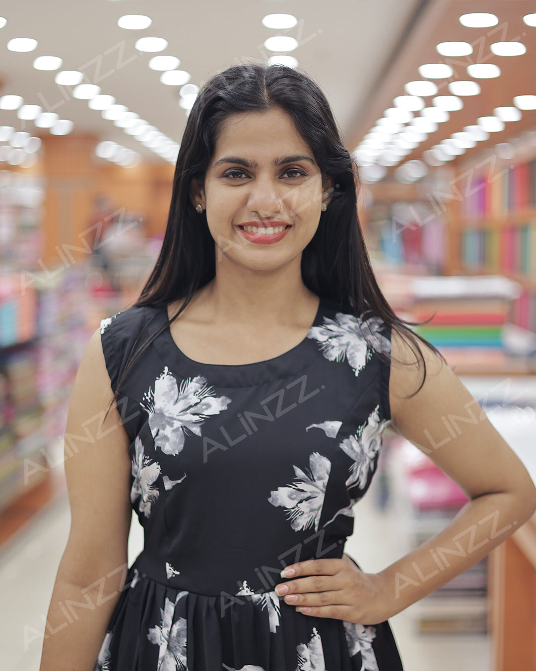 Elegant Floral Print Imported Fabric Women’s Frock - R462