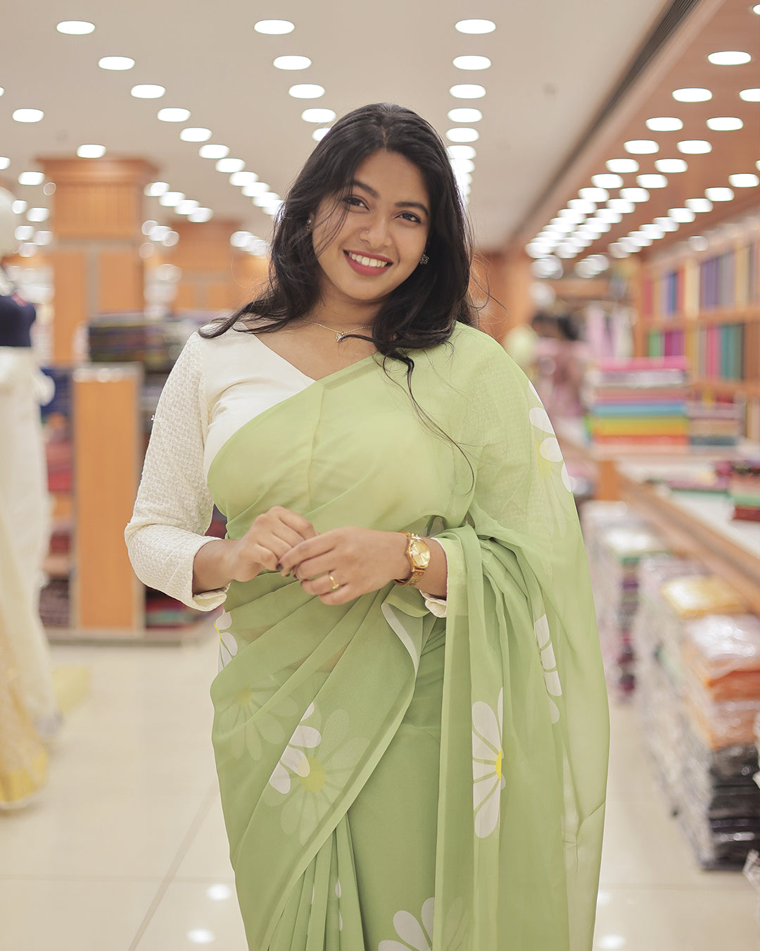 Georgette Floral Print Saree -R202