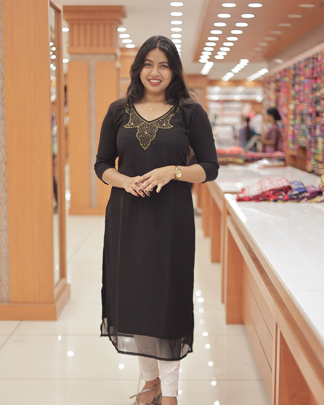 Women's Georgette Hand work Kurti-R207