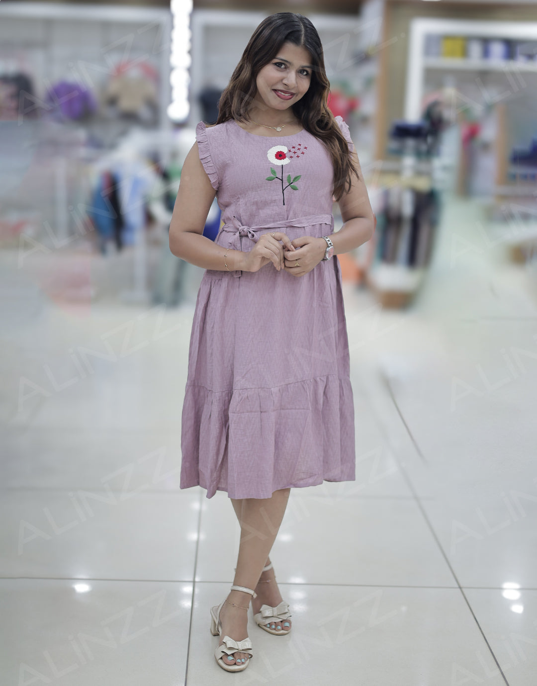 Womens Embroidered A-Line Western Frock – R539 (C)