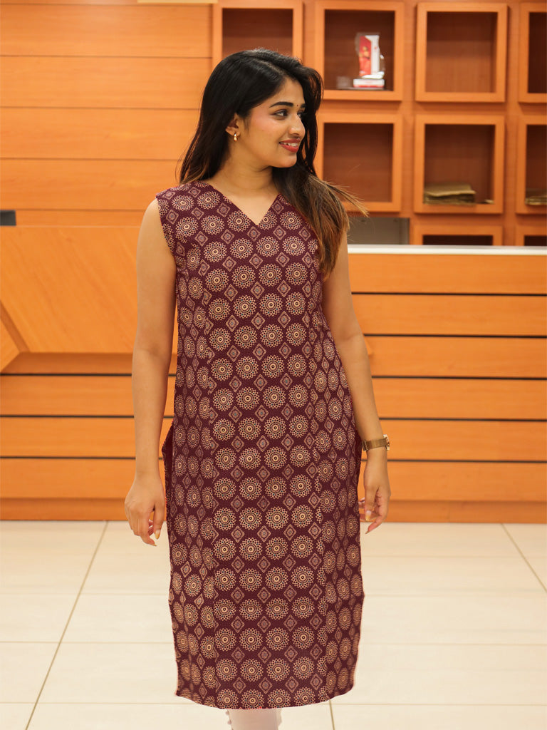 Women's Ajrakh Print Kurti - 1131