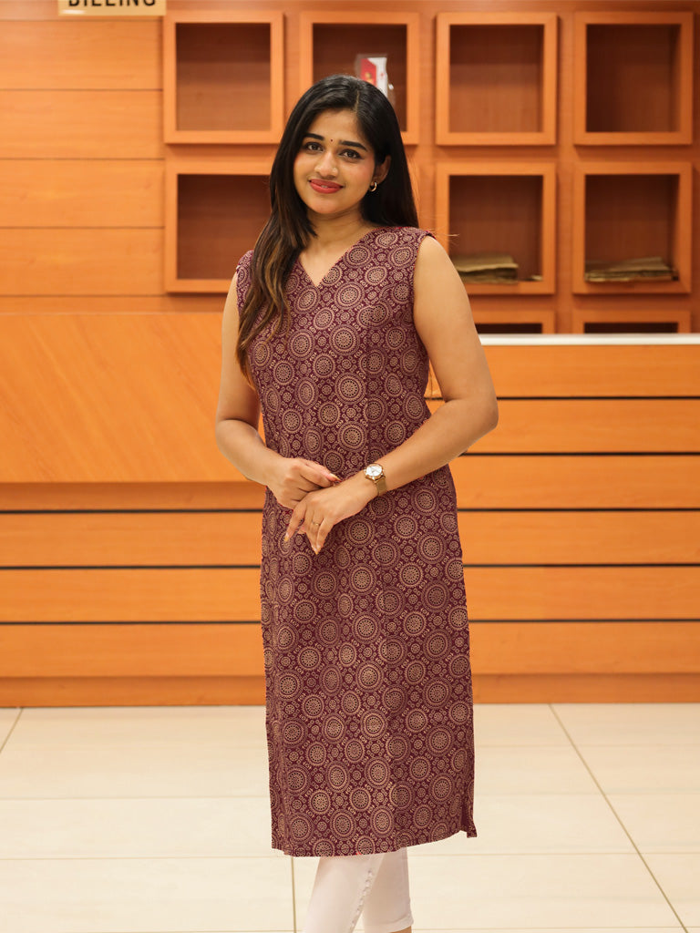 Women's Ajrakh Print Kurti - 1131