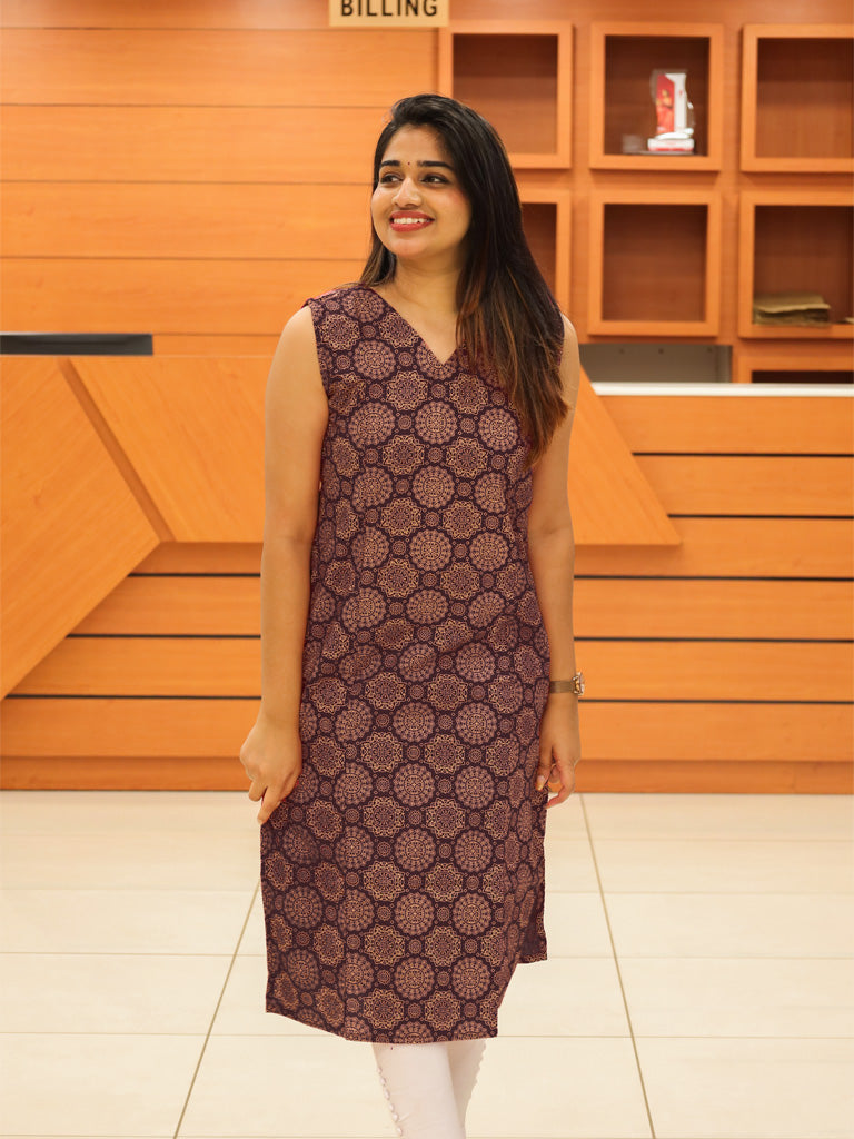 Women's Ajrakh Print Kurti - 1131