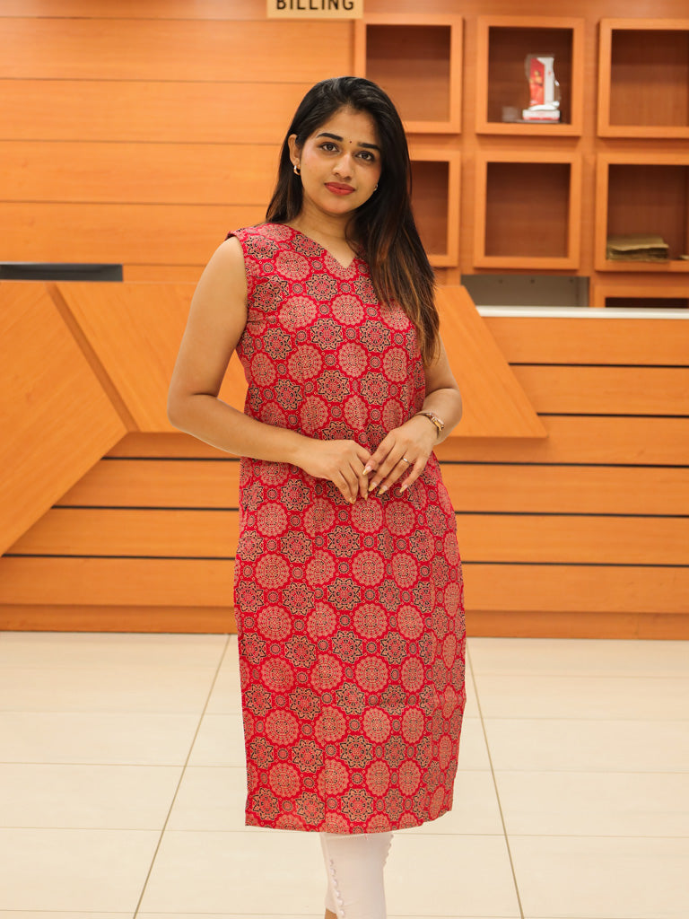 Women's Ajrakh Print Kurti - 1131