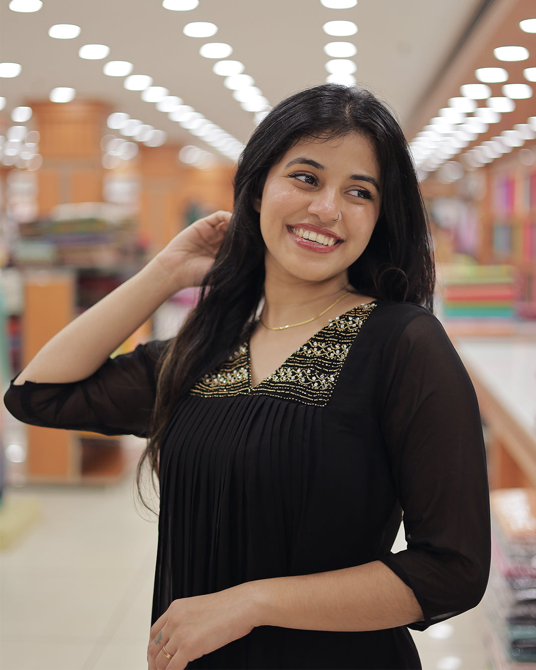 Women's Handworked Aline Kurti -R473