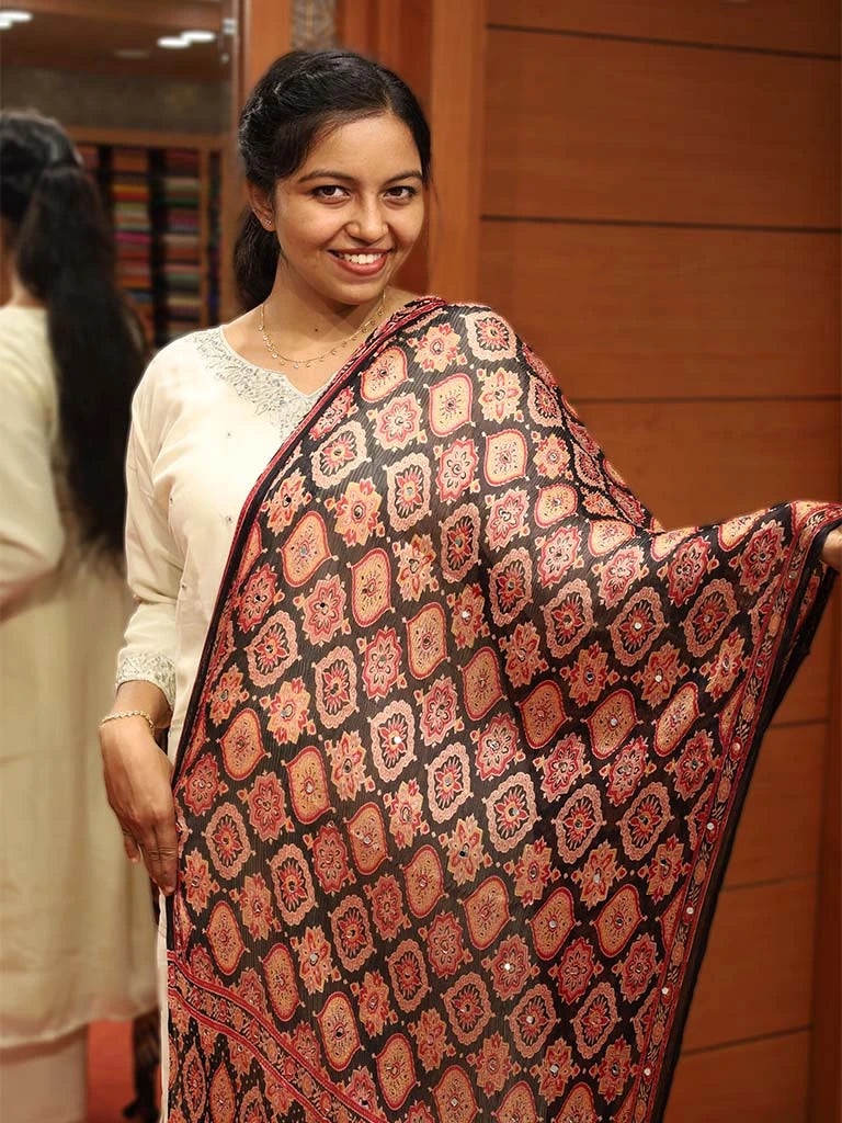 Women's Ajrakh Mirror Worked Dupatta - EDP01