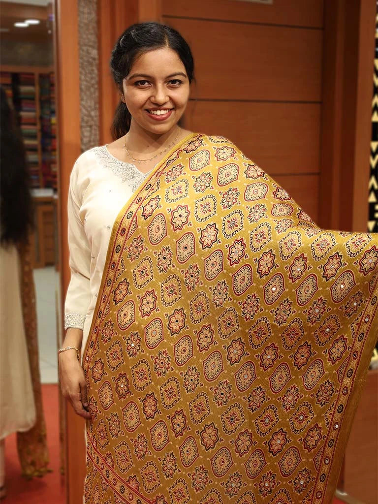 Women's Ajrakh Mirror Worked Dupatta - EDP01