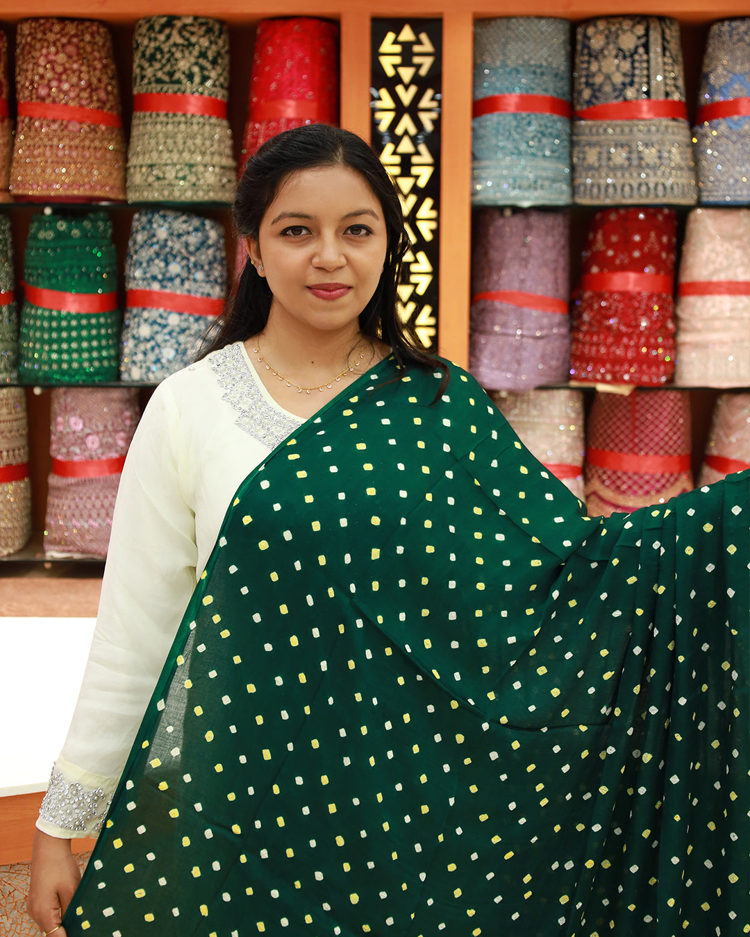 Women's Hand Bandini Dupatta - 1253