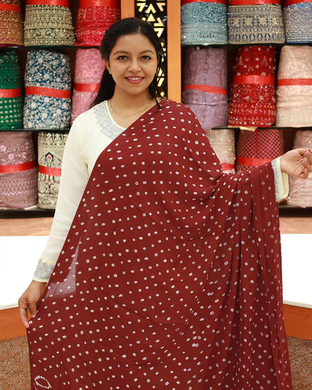 Women's Hand Bandini Dupatta - 1253