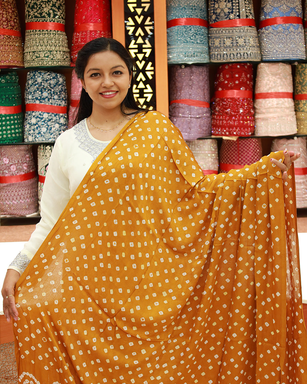 Women's Hand Bandini Dupatta - 1253