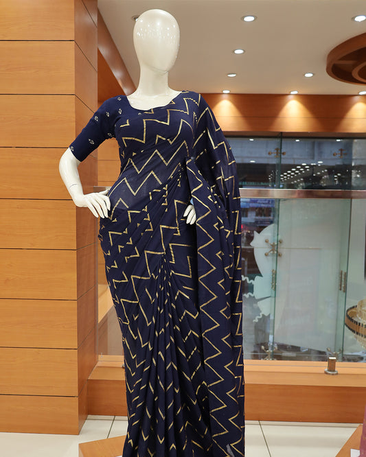 Vichitra Silk Sarees with Golden Stripes - G217