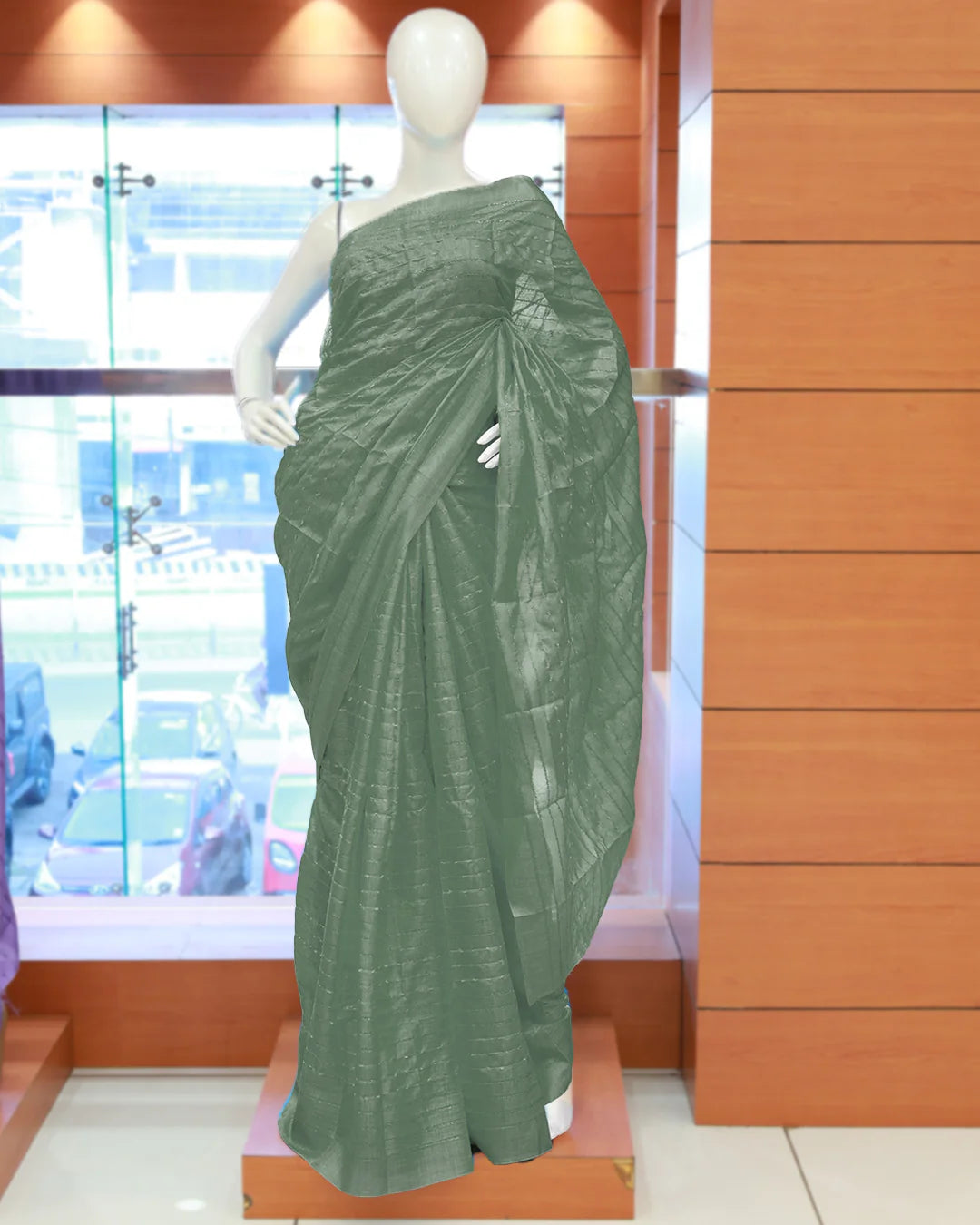 Vichitra Silk Sarees - Single Stripes - 1128