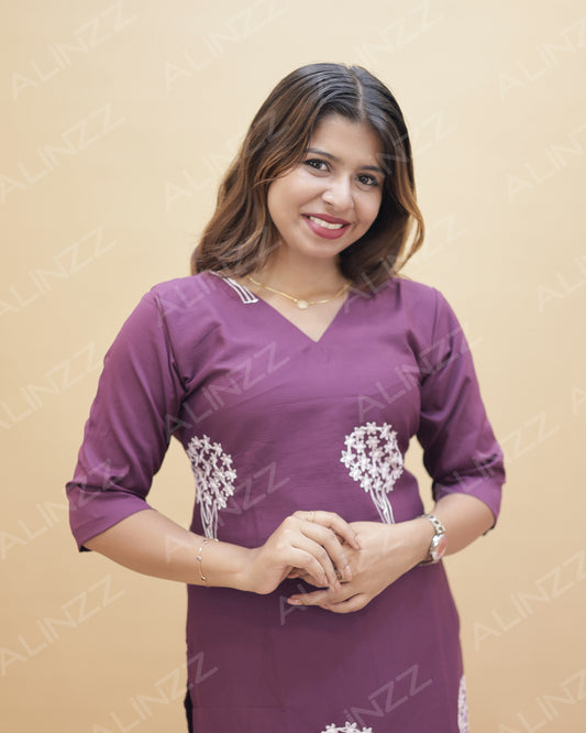 Popcorn Fabric Floral Embroidered Co-ord Set – R551