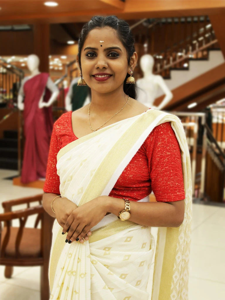 Kerala Tissue Net Set Saree - ESR114, 1298