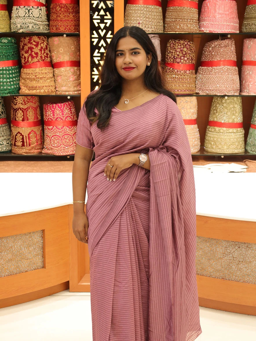 Vichitra Silk Saree with Stripes - 1138