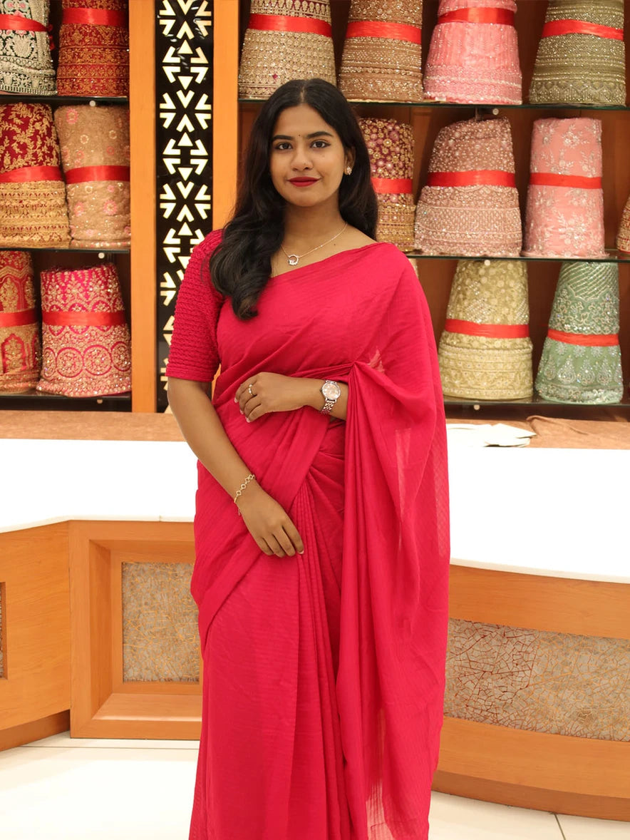 Vichitra Silk Saree with Stripes - 1138