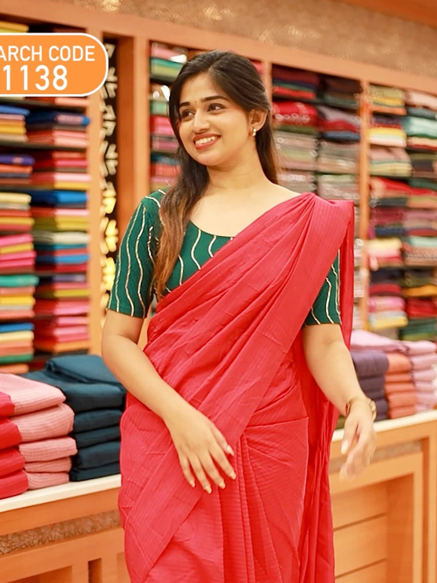 Vichitra Silk Saree with Stripes - 1138