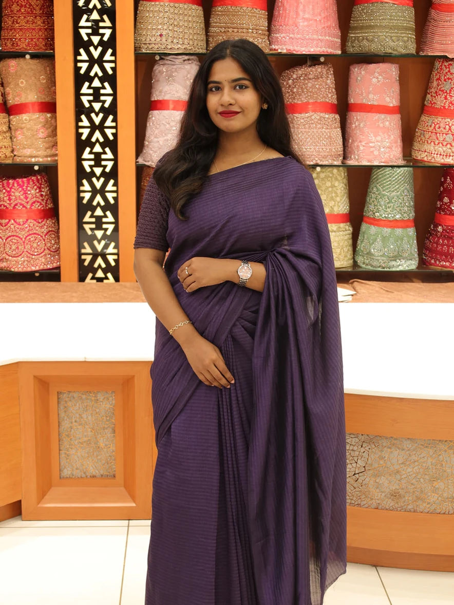 Vichitra Silk Saree with Stripes - 1138