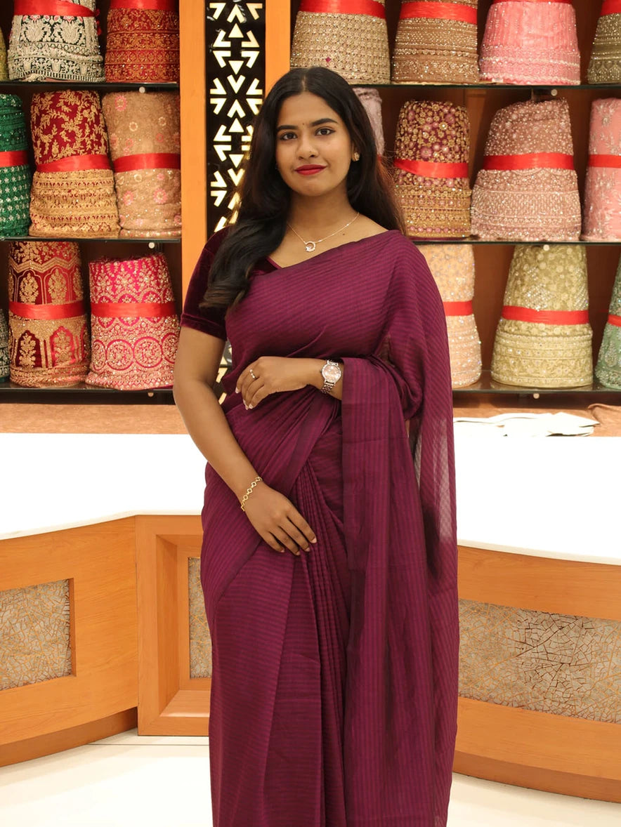 Vichitra Silk Saree with Stripes - 1138