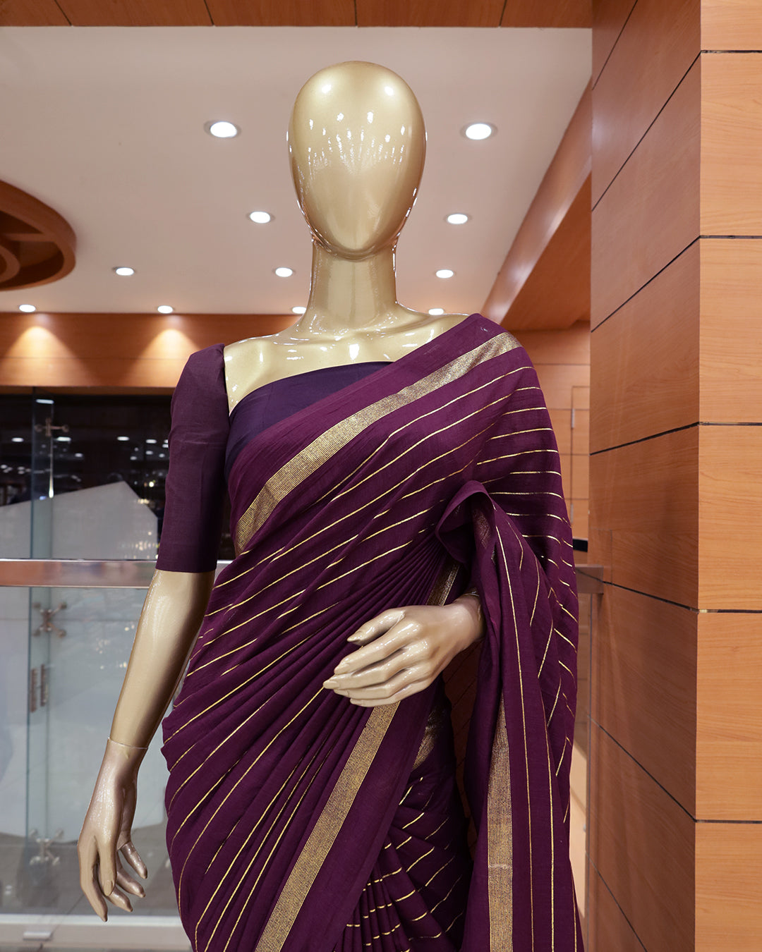 Vichitra Silk Sarees with Golden Stripes - G201