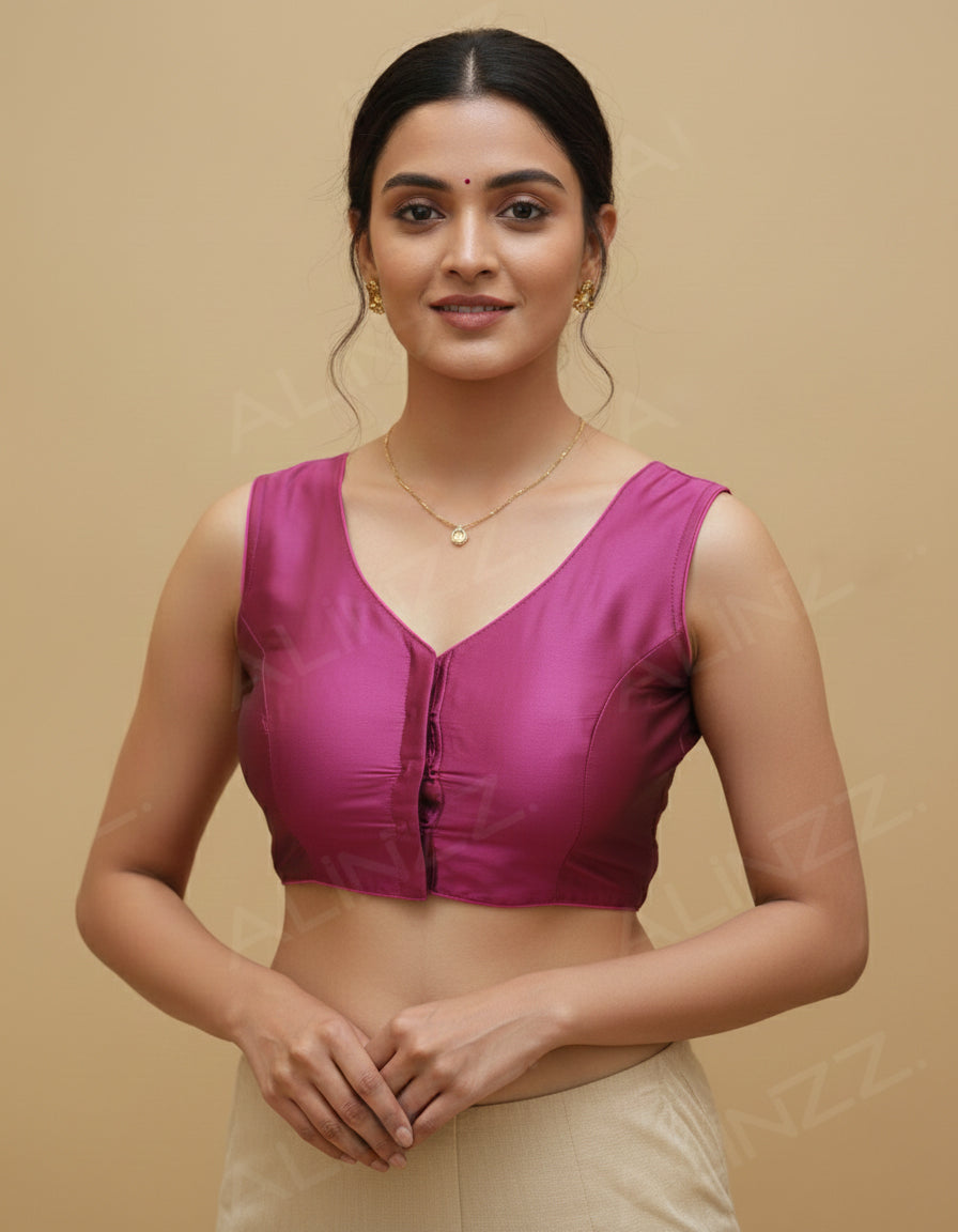 Cotton Silk Princess Cut Front Open Blouse – R508