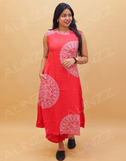 Rayon Fabric Floral Print A-Line Co-ord Set – R565