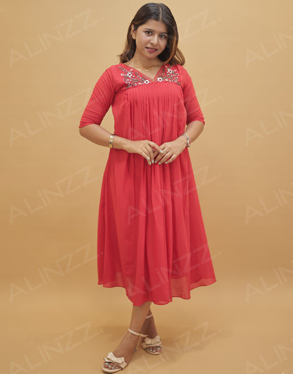 Festive Hand Embroidered Kurti for Women's- R535