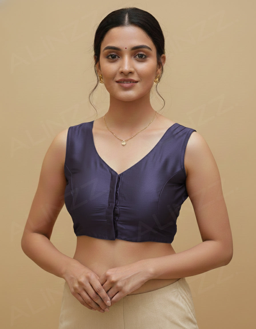 Cotton Silk Princess Cut Front Open Blouse – R508